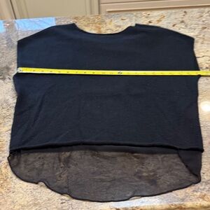 Elie Tahari Navy Blue Layered High-Low Top. All cashmere with silk insert.